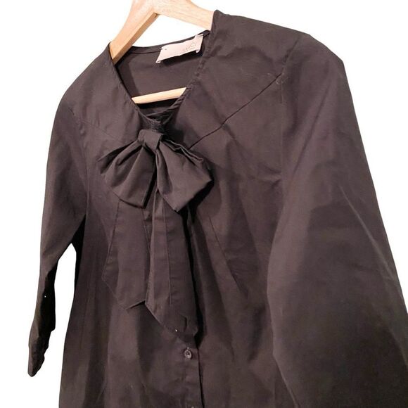 Amici by Baci Black Blouse with Detachable Bow Accent Made in Italy Size Small - Picture 3 of 10